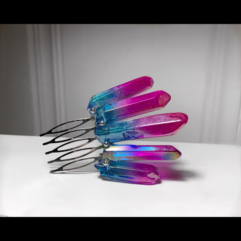 Two tone Ombré Quartz Crystal Comb